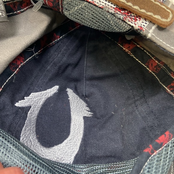 Y2K Vintage True Religion Jeans Rhinestone Mesh Trucker Hat TRBJ Grunge - Picture 13 of 15